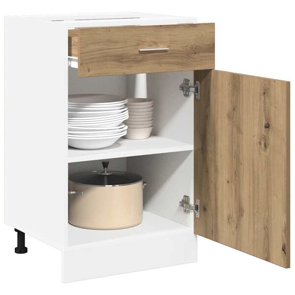 vidaXL Шкаф с чекмеджета "Lyon", дъб Artisan, 50x46x81,5 см, инженерно дърво