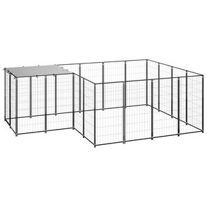 vidaXL Клетка за кучета, черна, 6,05 м&sup2;, стомана
