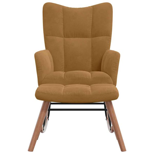 vidaXL Люлеещ се стол с табуретка, кафяв кадифе