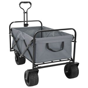 vidaXL Кошница за пазаруване с колела и спирачки Сиво 89 x 63 x 96 см