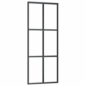 vidaXL Плъзгаща врата, ESG стъкло и алуминий, 76x205 см, черна