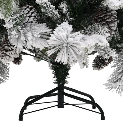 vidaXL Коледна елха с флокиран сняг и шишарки, 150 см, PVC и PE