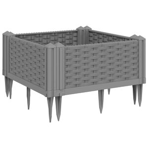 vidaXL Градинска кашпа с колчета, светлосива, 42,5x42,5x28,5 см, PP