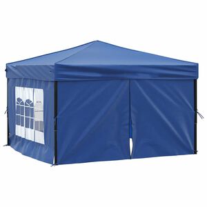 vidaXL Сгъваема парти палатка със странични стени, синя, 3x3 м