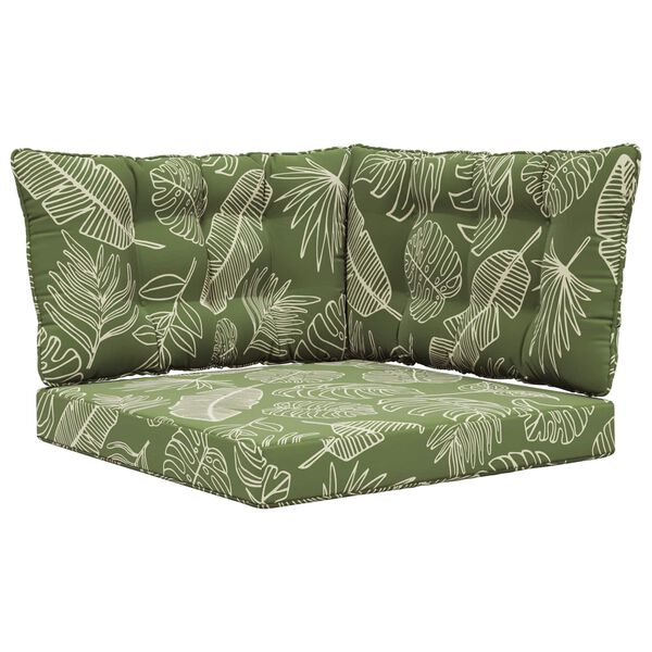 vidaXL Възглавница за диван на открито 3 pcs Дизайн с листа Полиестер
