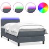 vidaXL Боксспринг легло с матрак и LED, тъмносиво, 100x220 см, кадифе