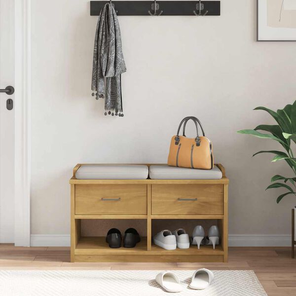 vidaXLL Пейка за антре SANDNES 87x40x50 cm Масивна дървесина Бор