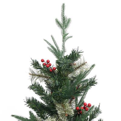 vidaXL Коледна елха с шишарки, зелена, 120 см, PVC и PE