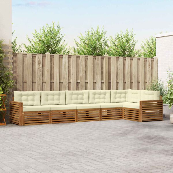 vidaXL Комплект дивани за открито 6 pcs Натурален и Крема
