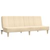 vidaXL 2-местно разтегателно канапе с табуретка, кремаво, текстил