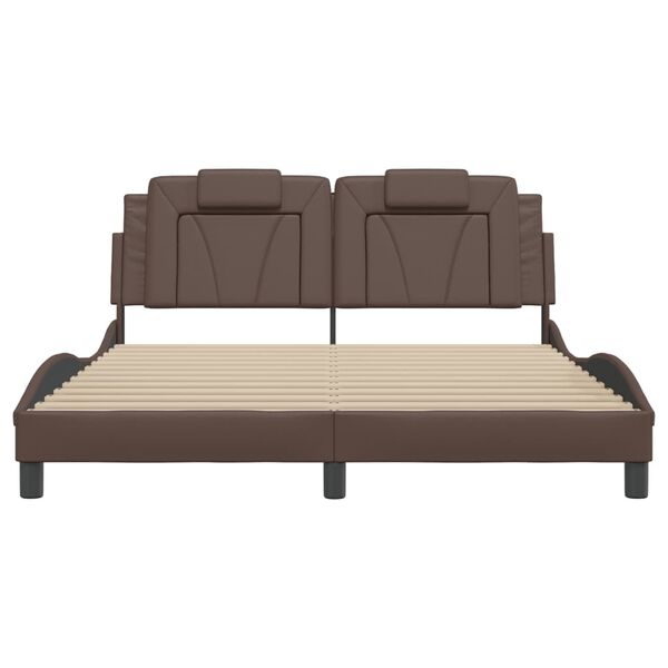 vidaXL Рамка за легло Viana без матрак, кафява, 160x200 см, изкуствена кожа