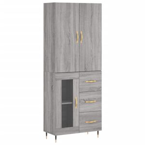 vidaXL Висок шкаф, сив сонома, 69,5x34x180 см, инженерно дърво