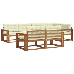 vidaXL Комплект дивани за открито 7 pcs Натурален и Крема