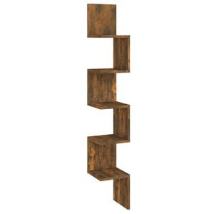 vidaXL Стенен ъглов рафт, опушен дъб, 20x20x127,5 см, инженерно дърво