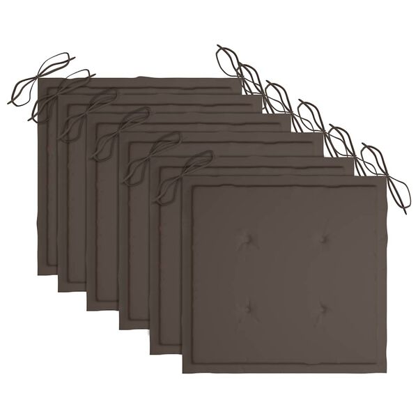 vidaXL Сгъваеми градински столове, 6 бр, с възглавници, акация масив