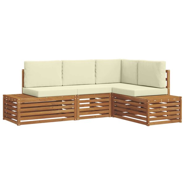 vidaXL Комплект дивани за открито 4 Брой Натурален и Крема
