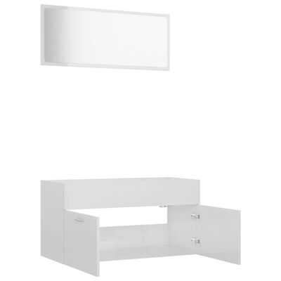 vidaXL Комплект мебели за баня, 2 части, бял гланц, ПДЧ