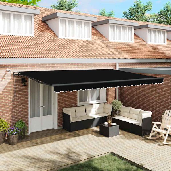 vidaXL Текстил за сенник с Черно 500 &times; 350 cm Полиестер