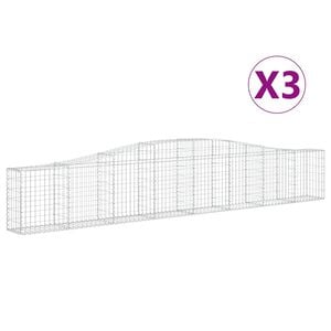 vidaXL Габионни кошници арка 3 бр 400x30x60/80 см поцинковано желязо