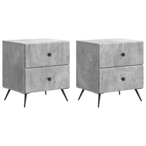 vidaXL Нощен шкаф с чекмедже 2 pcs Бетонно сиво 43 x 34,5 x 47,5 см