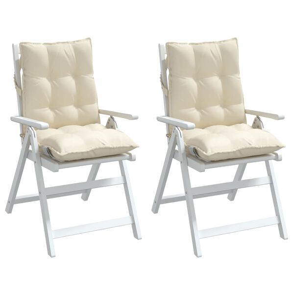 vidaXL Възглавници за стол ниска облегалка 2 бр кремави Оксфорд плат