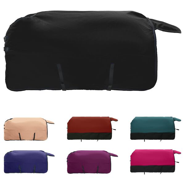 vidaXL Конско одеяло Тъмен зелен и черен 135 cm Полиестер