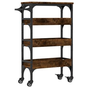 vidaXL Кухненска количка, опушен дъб, 53x20x76 см, инженерно дърво