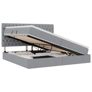 vidaXL Легло с място за съхранение и LED с LED Светлосиво 200 x 200 cm