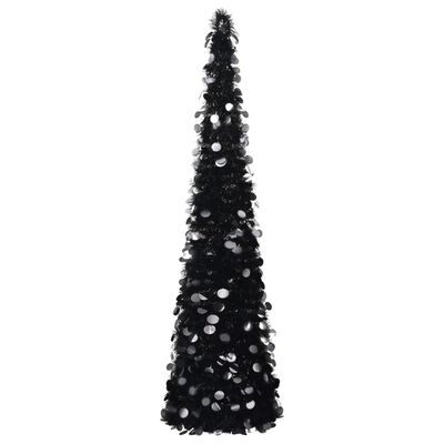 vidaXL Pop-up изкуствена коледна елха, черна, 150 см, PET