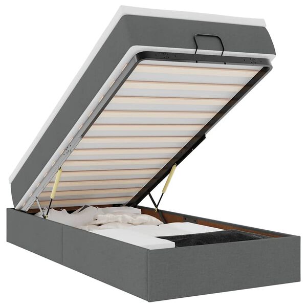 vidaXL Османска легло с матрак, тъмносиво, 80x200 см, плат