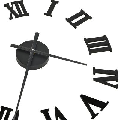 vidaXL 3D стенен часовник, модерен дизайн, 100 см, XXL, черен