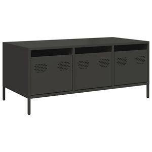 vidaXL Маса за кафе, черна, 101,5x50x43,5 см, студеновалцувана стомана