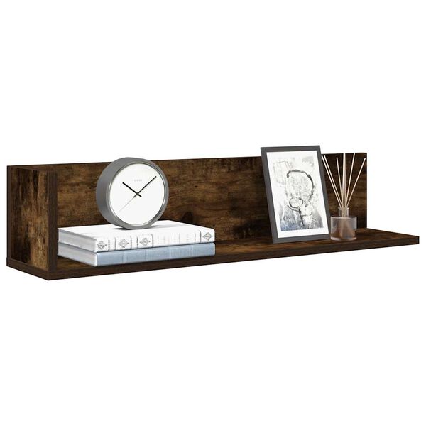 vidaXL Стенни рафтове 2 бр опушен дъб 75x16,5x16,5 см инженерно дърво