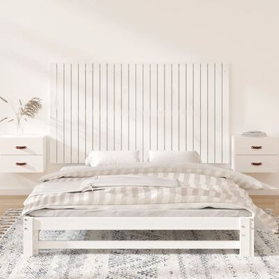 vidaXL Стенна табла за спалня, бяла, 159,5x3x90 см, борово дърво масив
