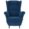 vidaXL Фотьойл Wingback с табуретка, син, кадифе