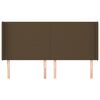 vidaXL Горна табла за легло с уши, тъмнокафява,163x16x118/128 см, плат