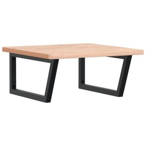 vidaXL Стенен рафт за мивка, стомана и масивно дърво бук