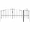vidaXL Градинска врата WOERDEN 175 х 500 см Стомана Сив С ключалка