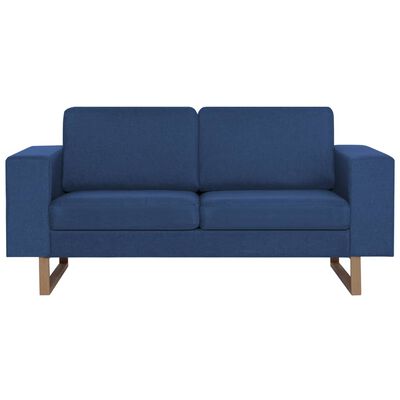vidaXL 2-местен диван, текстил, син