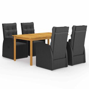 vidaXL Градински трапезен комплект, 5 части, черен