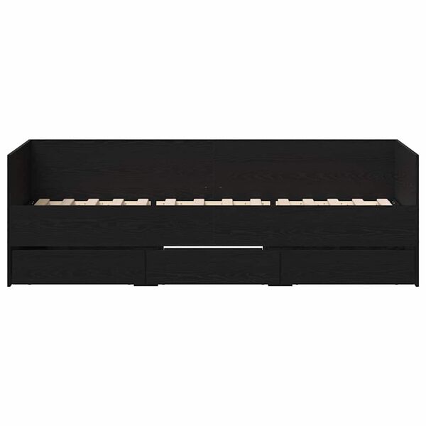 vidaXL Рамка за день легло с чекмеджета Черен дъб 90 x 200 cm