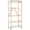 vidaXL Закачалка за дрехи с рафтове и колелца, 90x40x179,5 см, бамбук