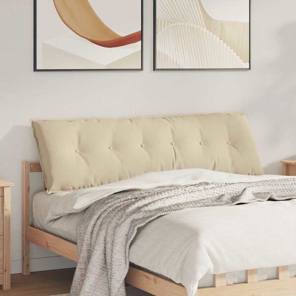 vidaXL Възглавница за гръб Крем 160 x 50 cm Микрофибърна тъкан