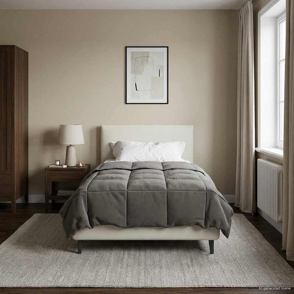 vidaXL Летен юрган Патичено Светлосиво 135 x 220 см Микрофибър