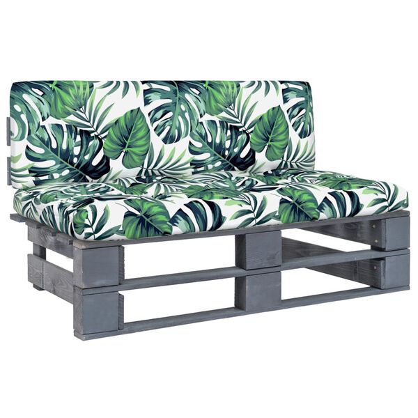 vidaXL Градинска палетен среден диван сив импрегнирано борово дърво