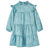 Детска рокля с дълъг ръкав, синя, 140