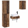 vidaXL Комплект мебели за баня 3 бр. Старо дърво 33 x 34,5 x 160 см