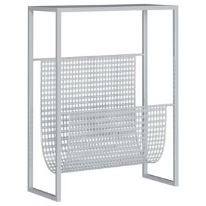 vidaXL Поставка за списания, сребриста, 35x15x45 см, стомана