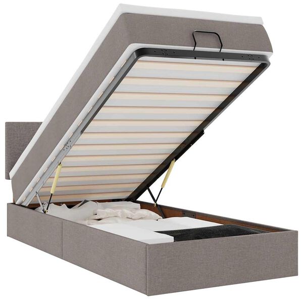 vidaXL Османска легло с матрак и LED, таупе, 80x200 см, плат