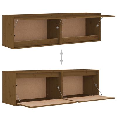 vidaXL Стенни шкафове, 2 бр, меденокафяви, 60x30x35 см, бор масив